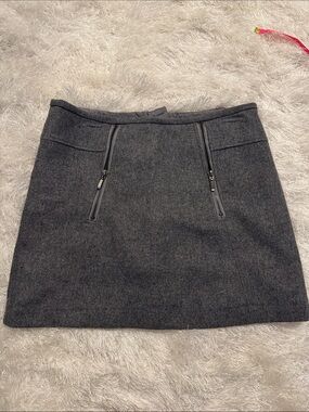Kenar Charcoal Gray Pencil Skirt with Dual Zips